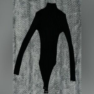 Forever 21 Ribbed Mock Neck Bodysuit - Black